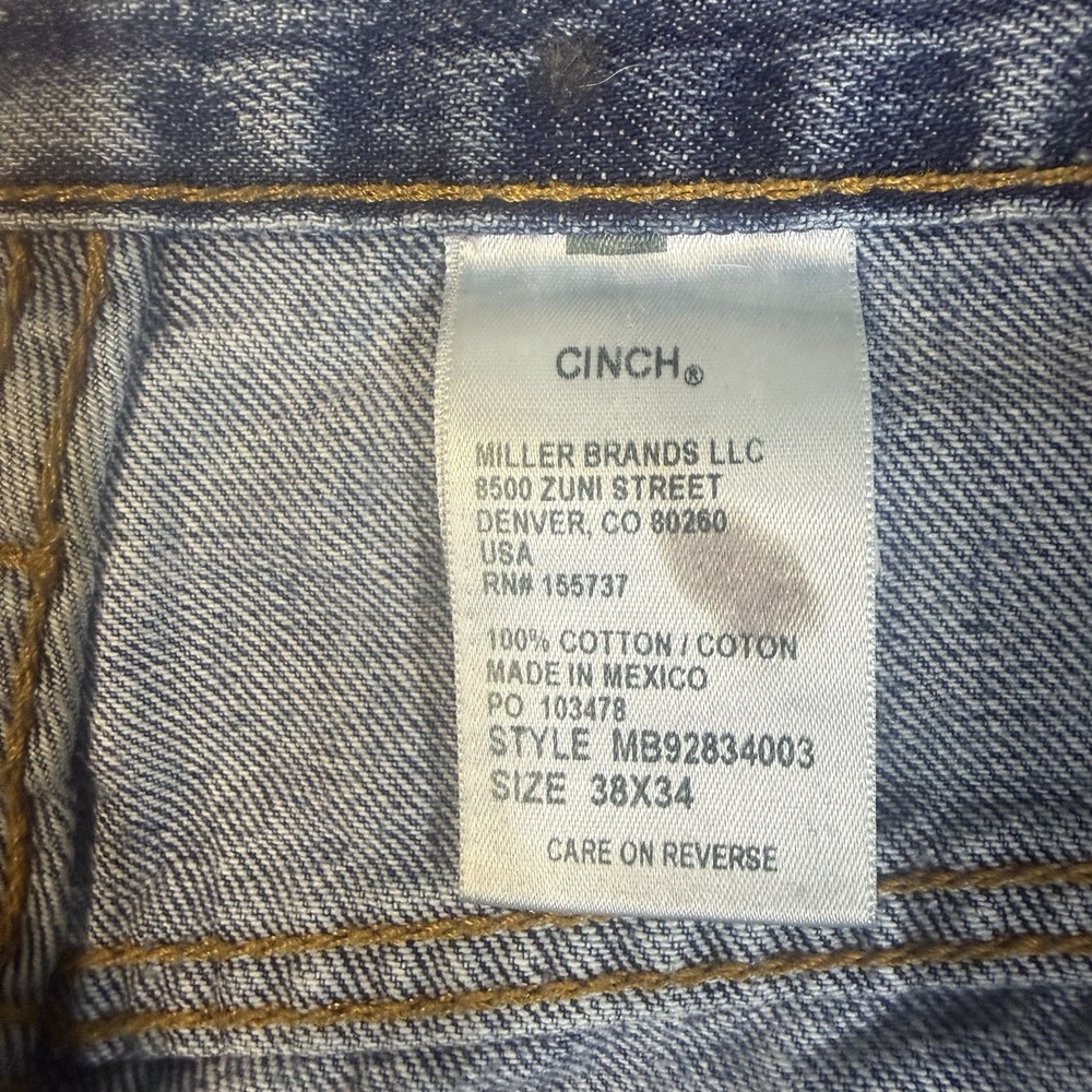 Cinch Jeans Mens 38x34 Blue Medium Wash Straight Leg Western Denim (40x34) - Picture 12 of 16